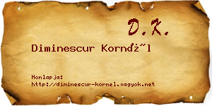 Diminescur Kornél névjegykártya